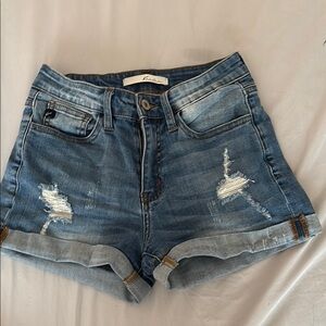Kaachi & Co. Blue Jean Shorts Distressed High-Waisted